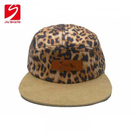 deri yama ile popüler 5 paneller doğal pamuk snapback şapka 