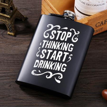 8 oz siyah mat paslanmaz çelik metal açık taşınabilir İngilizce alfabe hip flask 