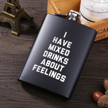 8 oz siyah mat paslanmaz çelik metal açık taşınabilir İngilizce alfabe hip flask 