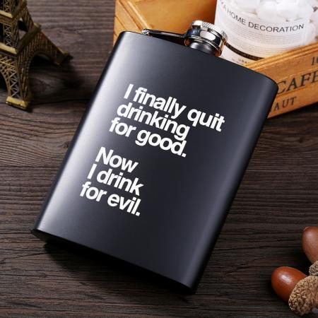 8 oz siyah mat paslanmaz çelik metal açık taşınabilir İngilizce alfabe hip flask 