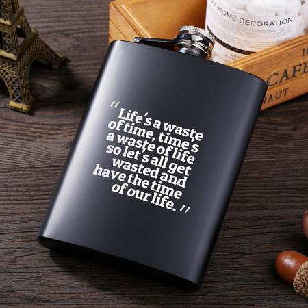 8 oz siyah mat paslanmaz çelik metal açık taşınabilir İngilizce alfabe hip flask 